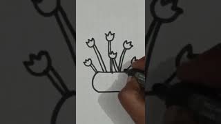 Amazing flower pot drawing idea for beginnerseasydrawingideasforkidsviralvideodrawingart [upl. by Sonny127]