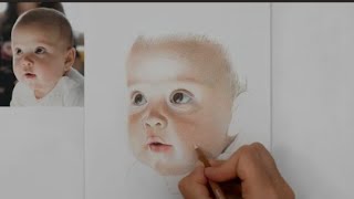 How to color with colored pencils  Beby portrait Drawing [upl. by Haimrej]