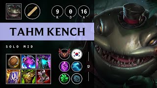 Tahm Kench Mid vs Katarina Triple Kill Legendary  KR Grandmaster Patch 1422 [upl. by Eldin]