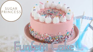 Wunderhübsche einfache Konfetti Geburtstagstorte  Funfetti Cake  Rezept von Sugarprincess [upl. by Bouldon]