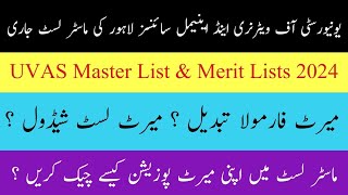 UVAS Lahore Released Master List  UVAS Lahore Merit Lists amp Merit Formula [upl. by Aniretak101]