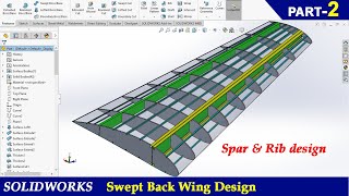 Solidworks Swept back wing design Part 2  Tutorial for beginners [upl. by Wallach]