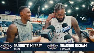 Brandon Ingram amp Dejounte Murray joint interview  Pelicans Training Camp 2024 [upl. by Htenek]