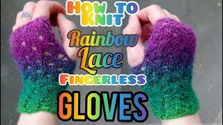 Knitted Lace Effect Gloves Pattern Tutorial [upl. by Alisander]