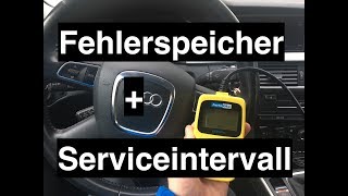 Fehlerspeicher auslesen und löschen  Serviceintervall zurücksetzen AutoDia SX45 Pro Audi VW Skoda [upl. by Jordain]