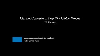 Clarinet Concerto n 2 op 74  III Polacca  CMv Weber PIANO ACCOMPANIMENT FOR CLARINET [upl. by Fanchon]