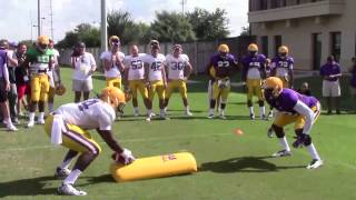 LSU DB Devin Voorhies stops Leonard Fournette to highlight goal line drill  Video [upl. by Akihsan803]