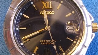 Seiko Perpetual Calendar 8F32  Old Beat Up Watch  Quick Review [upl. by Gualtiero]