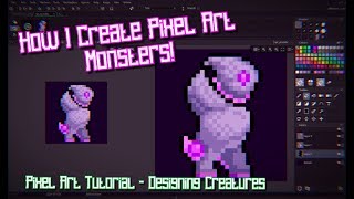 HOW I CREATE PIXEL ART MONSTERS  Pixel Art Tutorial CREATURE DESIGNING [upl. by Prissy]