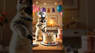 Cat cutting cake 🎂 [upl. by Purse302]