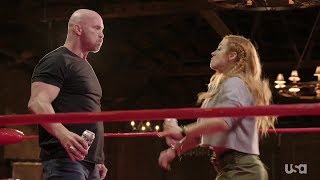 Becky Lynch gives Stone Cold Steve Austin a Stunner on Straight Up Steve Austin [upl. by Blackington]