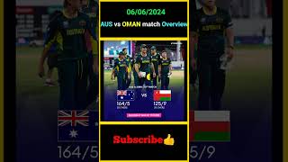 06062024 AUS vs OMAN match Overview  factsmaavalite australia omancricket t20worldcup2024 [upl. by Aihsad]