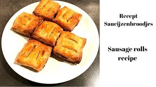 Recept Saucijzenbroodjes sausage rolls recipe Como fazer rolinhos de carne de massa folhada [upl. by Diena517]