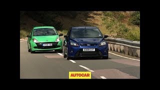 Renaultsport Clio 200 Cup v Ford Focus RS  autocarcouk [upl. by Aicatan]