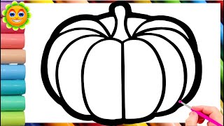 Vegetables Pumpkin Drawing and Big Marker Rainbow Coloring  Sunny Colors TV [upl. by Lillith]