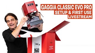 Gaggia Classic Evo Pro Unboxing Startup amp First Use [upl. by Jami858]