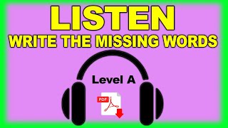 Dictation Exercise  Listen and write PDF  Level A  Easy English Lesson [upl. by Guerin1]