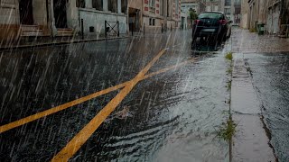 Walking in the Heavy Rain  3Hours 4K Walk in Bordeaux France ASMR Rain sounds for sleeping [upl. by Latsyc]