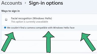 We couldnt find a camera compatible with Windows Hello Face  This option is currently unavailable [upl. by Rudin]