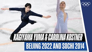 🪄Same technique amp expression  🇯🇵 Kagiyama Yuma and his coach 🇮🇹 Carolina Kostner  2022 and 2014 [upl. by Hocker442]