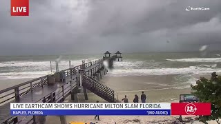 EarthCam livestream shows Hurricane Milton battering Florida [upl. by Kalil796]