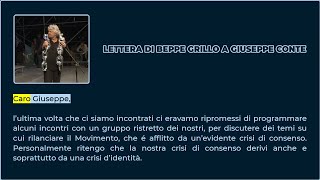 Lettera di Beppe Grillo a Giuseppe Conte con risposta  Il M5S avvia il processo “costituente” [upl. by Iztim]