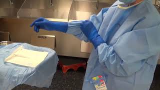 Gowning and Gloving self and surgeon video with comentrary Source [upl. by Cowey370]