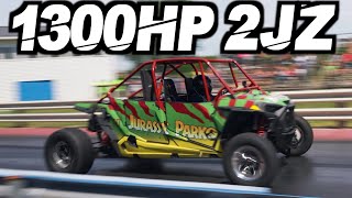 1300HP 2JZ RZR SXS Drag Racing  Turbo 8CYL Polaris quotVette RZRquot Street Ridealong [upl. by Mathia]