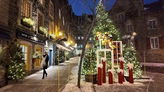 Winter Night Walk in Old Quebec City ❄️ Christmas at Petit Champlain and Place Royale [upl. by Dott732]