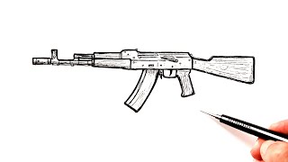 How to draw AK 47 Kalashnikov  Easy Drawing [upl. by Inahpit]