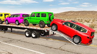 Flatbed Truck Mcqueen  Transportation with Truck  Pothole vs Car 188  BeamNGDrive [upl. by Halak]