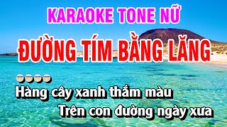 Đường Tím Bằng Lăng Karaoke Nhạc Sống Tone Nữ  Karaoke Quốc Thái [upl. by Suiradel]