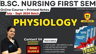 DEMO CLASS 9 PHYSIOLOGY B Sc NURSING 1ST SEM  PHYSIOLOGY IN HINDI B Sc NURSING LECTURE 2024 [upl. by Yv442]