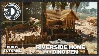 ARK Survival Ascended  Riverside Home with Dino Pen  Build Tutorial [upl. by Sirois]