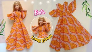 DIY Long open gown with bellbottom pant for Barbie doll Doll dress making easyADoll designer [upl. by Hinch]