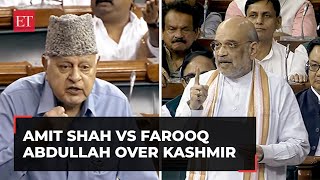 Amit Shah vs Farooq Abdullah in Lok Sabha over talk to Pakistan and Article 370 in Kashmir [upl. by Eetsirk]