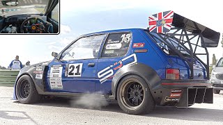 500Hp PEUGEOT 205 16 GTi Turbo  ONBOARD Fastest FWD Monster [upl. by Lothario]