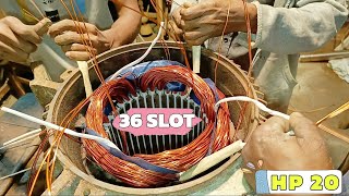 20HP 3Phase motor winding  Part 1  3Phase 36slot induction motor full rewinding [upl. by Rolfe]