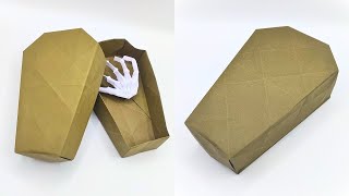 Spooky Halloween Surprise Inside THIS Origami Coffin  Paper coffin tutorial [upl. by Oiceladni]