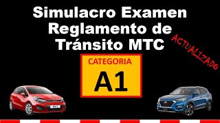 SIMULACRO EXAMEN 2023 Reglamento de Transito MTC  Categoria A1  Actualizado [upl. by Sadonia]