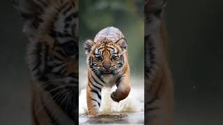 Baby tigers play like crazy when they see water tigercats tiger cutepets naturen catvideos [upl. by Paulie]