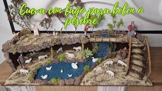 CUEVA CON LAGO Y PUENTE PARA EL BELEN O PESEBRE belenismo pesebre cuevaparabelen [upl. by Herve]