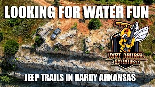 Looking for water fun Hardy Arkansas Jeep trails jeeplife dog djimini3 jeep jeeptrails [upl. by Ettenaj]