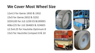 GenieJLGSkyjackHaulotte Scissor Lift Wheel wwwsktyrecom [upl. by Itteb]