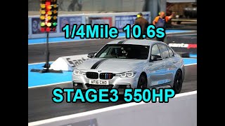 BMW 335d xDrive 553HP STAGE 3 acceleration dragy 106s 14 mile [upl. by Naomi]