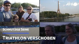 Schmutzige Seine OlympiaTriathlon verschoben  AFP [upl. by Aihsinyt]