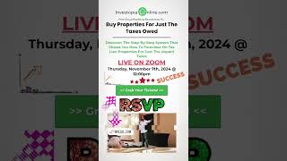 Buy Properties for just the TAXES OWED RealEstate Seminar TaxLien TaxDeed [upl. by Assiram698]