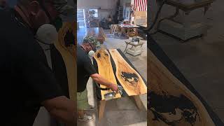 Thursday Spray Day wood woodworking woodwork custommade rivertable diywoodworking woodshop [upl. by Naashar]