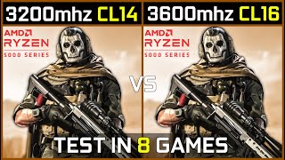 3200mhz CL14 vs 3600mhz CL16  Ryzen 5000  Test in 8 Games [upl. by Assedo581]