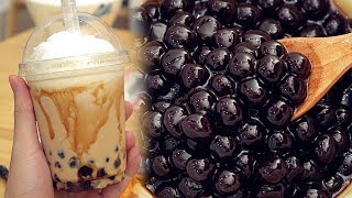 Tapioca Pearls Recipe amp How To Make Bubble Tea 💕 タピオカミルクティの作り方 [upl. by Elleina]